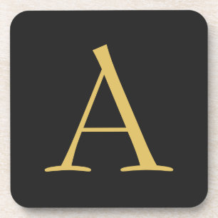 Grey Gold Colour Monogram Professional Coaster