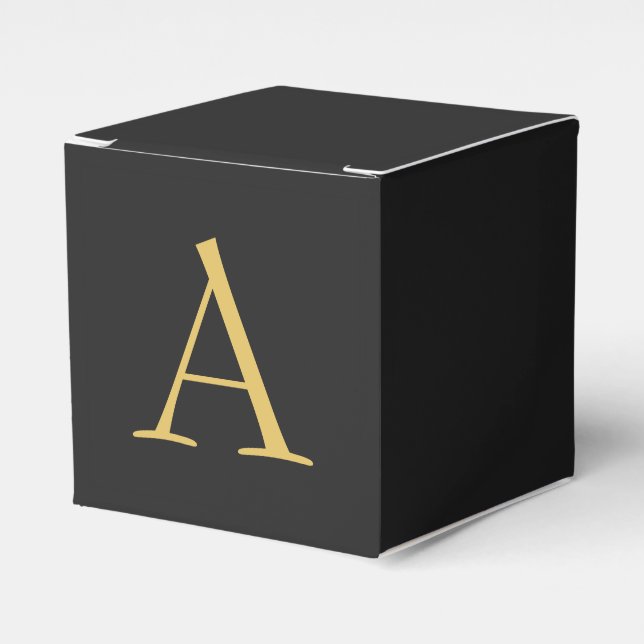 Grey Gold Colour Monogram Professional Favor Box (Front Side)