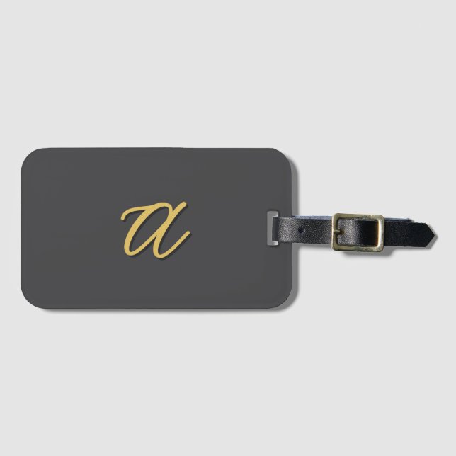 Grey Gold Colour Monogram Professional Luggage Tag (Front Horizontal)