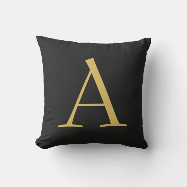 Grey Gold Colour Monogram Professional Throw Pillow (Front)
