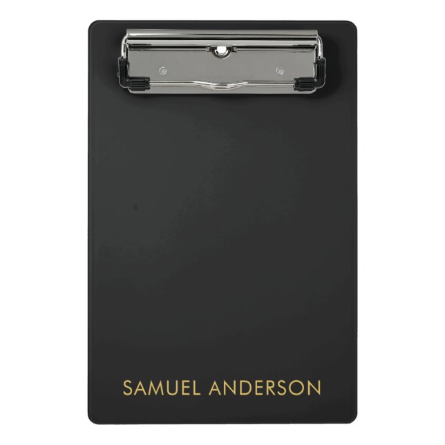 Grey Gold Colour Professional Add Name Mini Clipboard (Front)