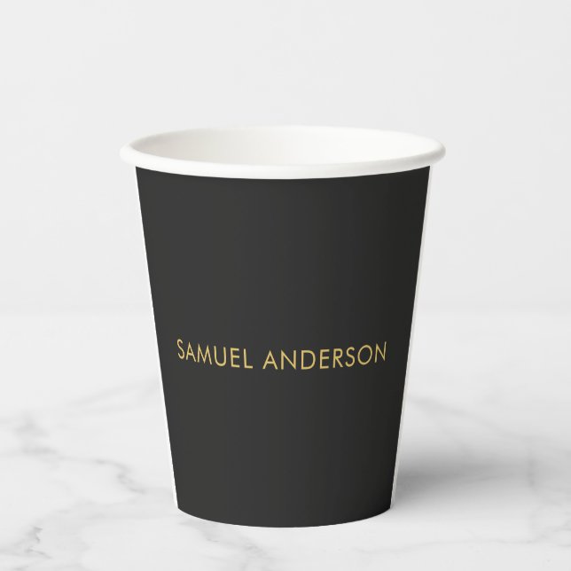Grey Gold Colour Professional Add Name Paper Cups (Front)
