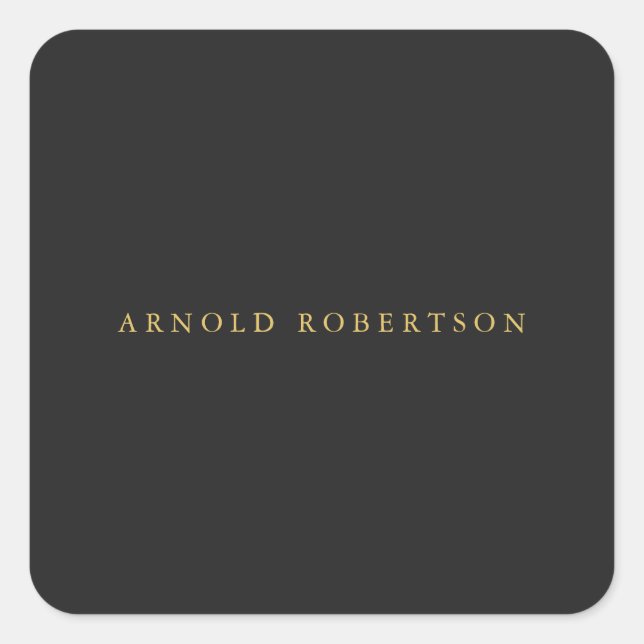 Grey Gold Colour Professional Add Name Square Sticker (Front)