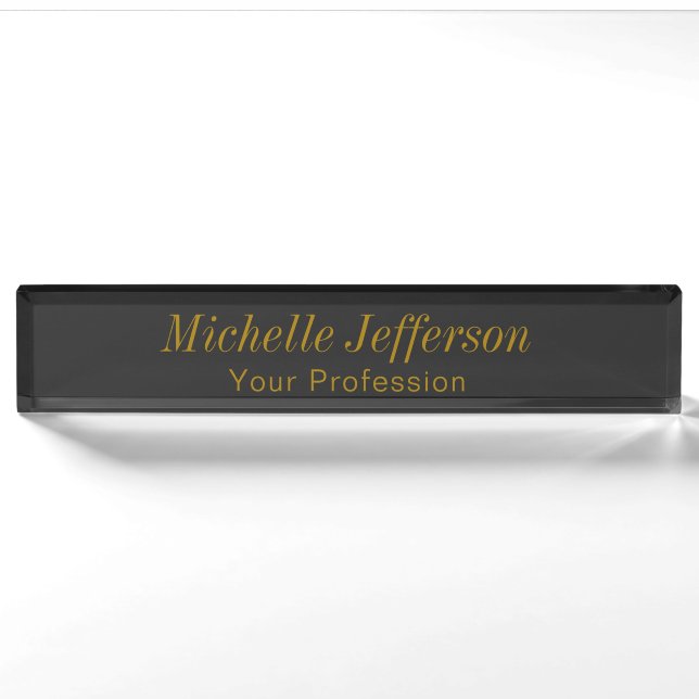 Grey Gold Colour Professional Makeup Artist Nameplate (Front)
