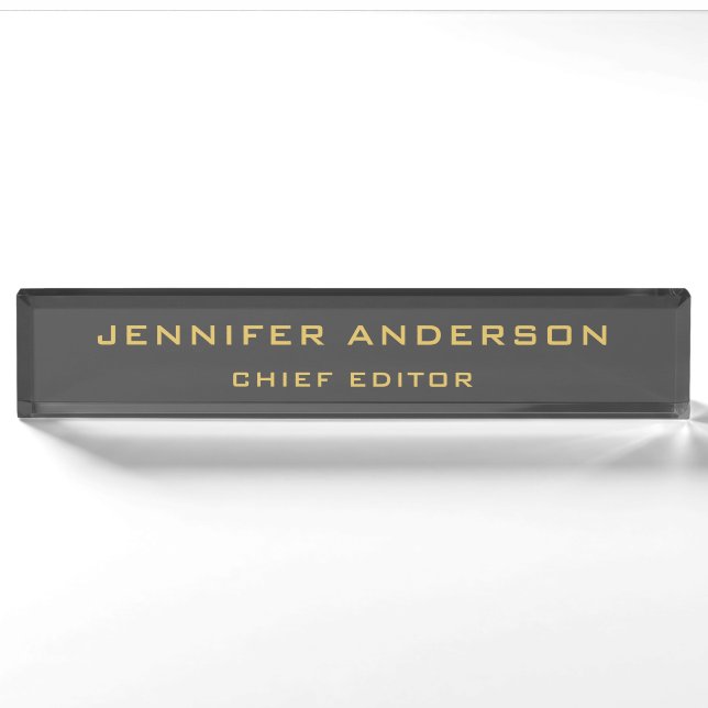 Grey & Gold Colours Professional Modern Plain Nameplate (Front)