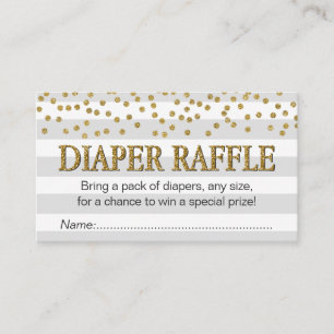 Grey Gold Elegant Baby Shower Diaper Raffle Ticket Enclosure Card
