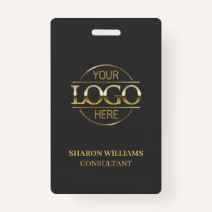 Grey & Gold Employee ID with Custom Business Logo Badge