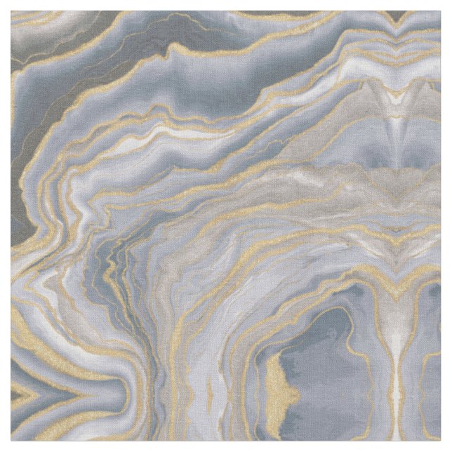 Grey Gold Fluid Liquid Painting Fabric (Close Up)