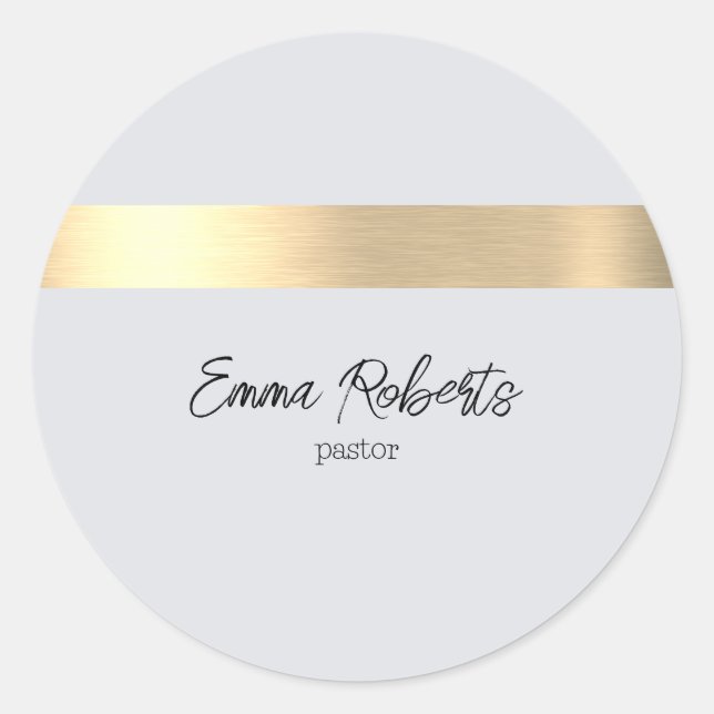 Grey Gold Foil Rustic Faux Jesus Christ Pastor Classic Round Sticker (Front)