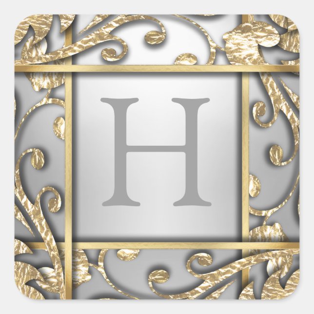 Grey Gold Lattice Monogram Envelope Seal (Front)