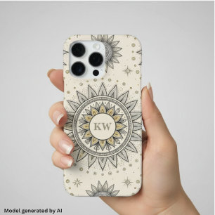 Grey Gold Mandala Pattern iPhone 16 Pro Max Case