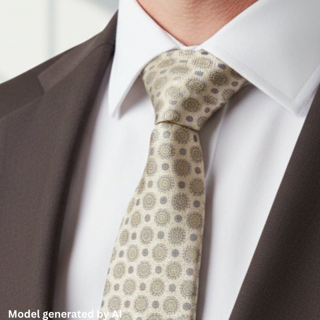 Grey Gold Mandala Pattern Tie (Creator Uploaded)