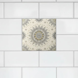 Grey Gold Mandala Pattern Tile