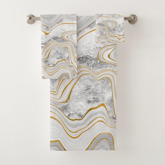Grey Gold Marble BATHROOM TOWEL SET (Insitu)
