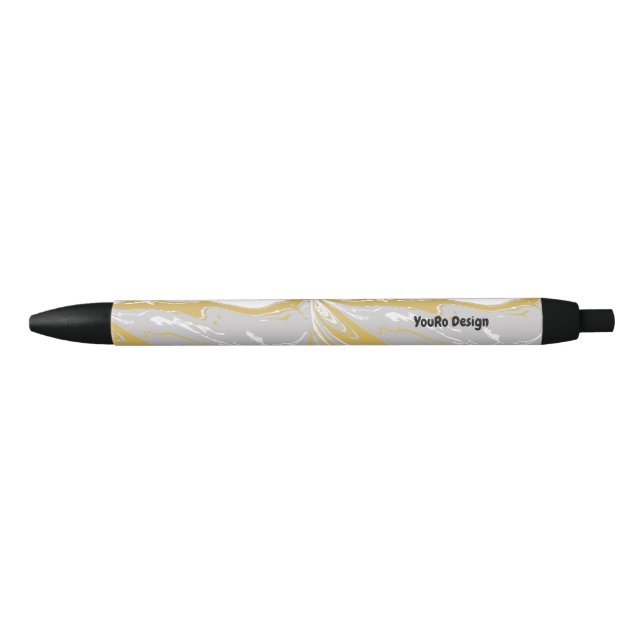 Grey gold Marble monogrammed  Black Ink Pen (Front)