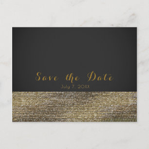 Grey & Gold Modern Glam Sequins Chic Save the Date Announcement Postcard