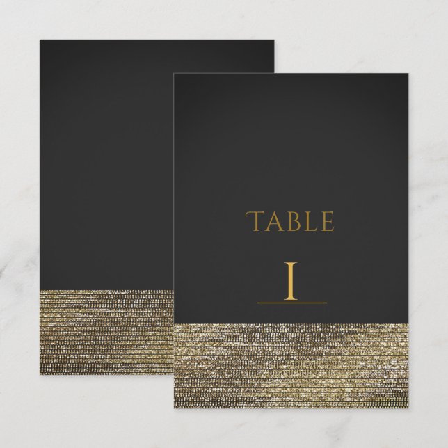Grey & Gold Modern Glam Sequins Chic Table Number (Front/Back)