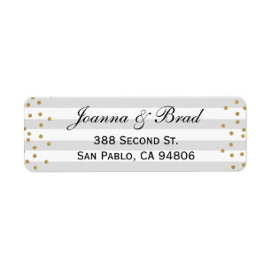 Grey Gold Modern Mariage Couple Adresse de retour