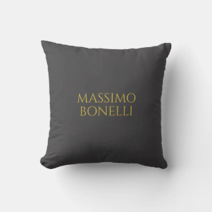 Grey & Gold Modern Minimalist Elegant Your Name Throw Pillow