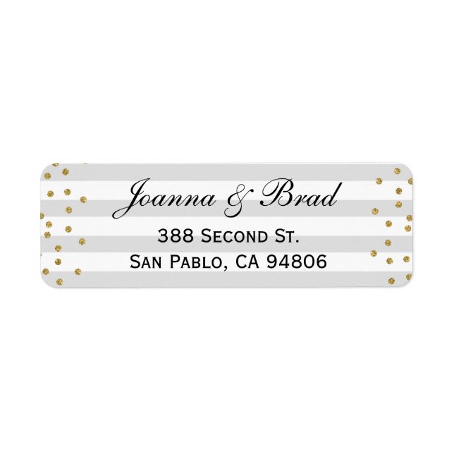 Grey Gold Modern Wedding Couple Return Address (Front)
