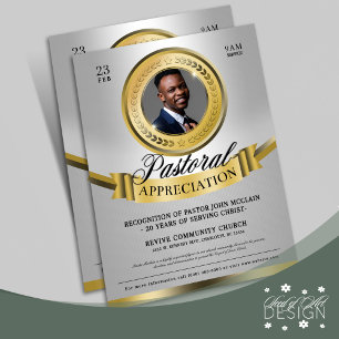 Grey & Gold Pastoral Appreciation Recognition Flyer