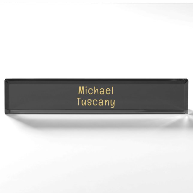 Grey Gold Professional Trendy Minimalist Own Text Nameplate (Front)
