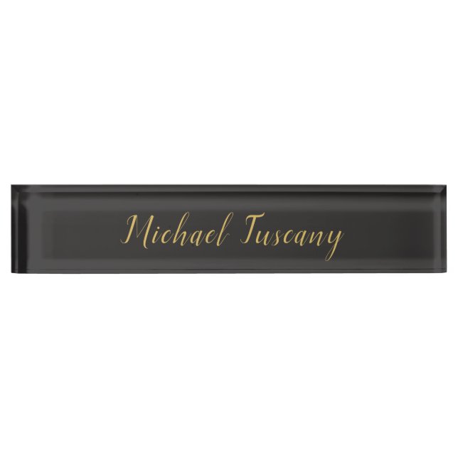 Grey Gold Professional Trendy Minimalist Own Text Nameplate (Front)