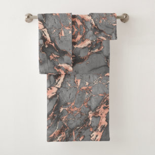 Grey gold rose marble modern design bath towel set