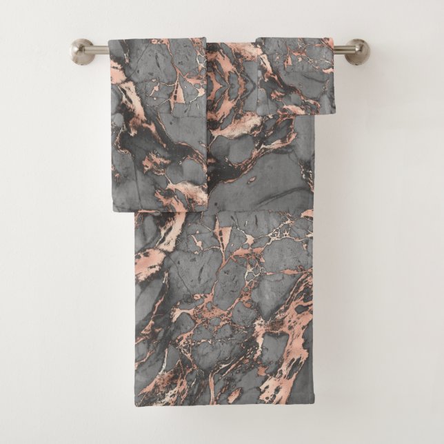 Grey gold rose marble modern design bath towel set (Insitu)