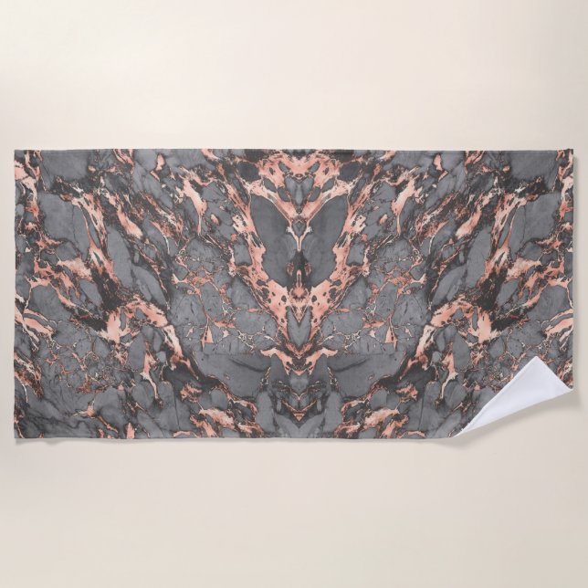 Grey gold rose marble modern design beach towel (Front)