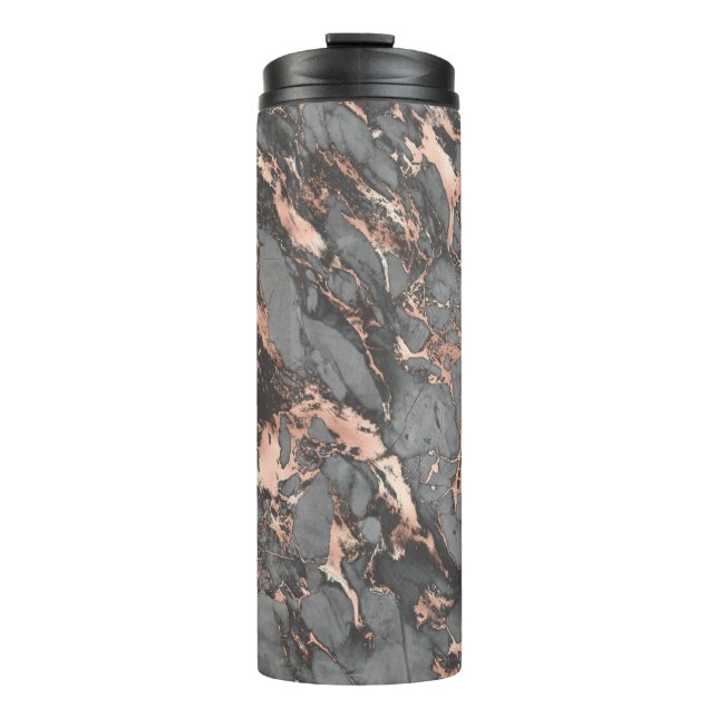 Grey gold rose marble modern design thermal tumbler (Front)