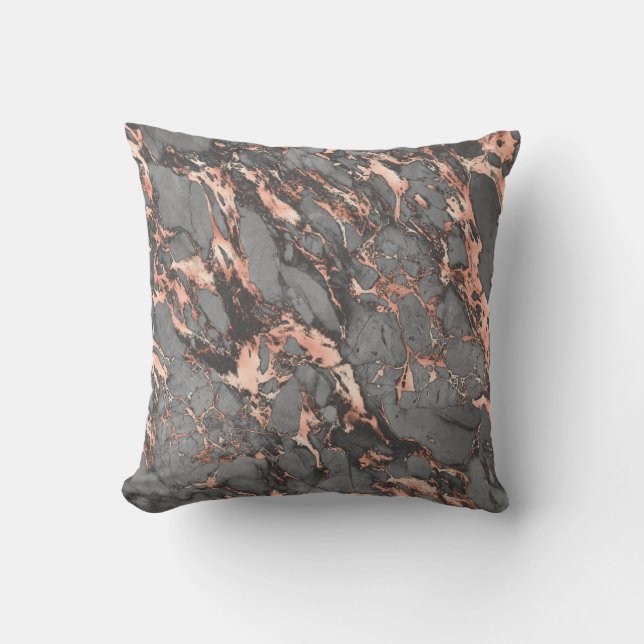 Grey gold rose marble modern design throw pillow (Front)