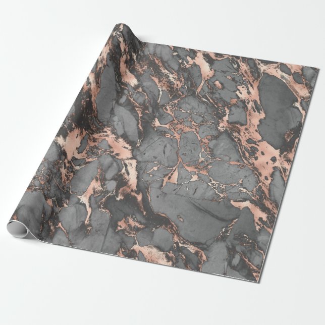 Grey gold rose marble modern design wrapping paper (Unrolled)
