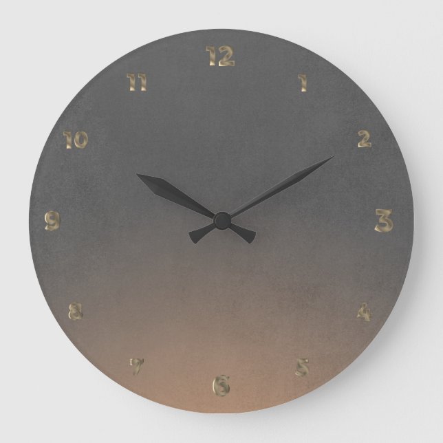 Grey Gold Shiny Metallic Stainless Steel  Large Clock (Front)