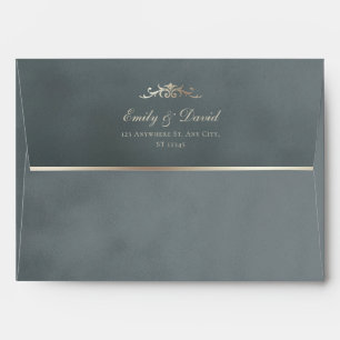 Grey & Gold Velvet Texture Wedding Envelope