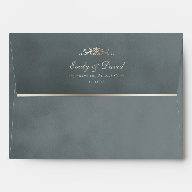Grey & Gold Velvet Texture Wedding Envelope (Back (Top Flap))