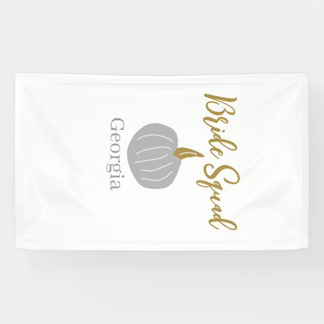 Grey golden pumpkin fall bride squad modern  banner (Horizontal)