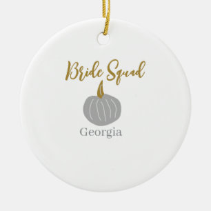Grey golden pumpkin fall bride squad modern  ceramic ornament