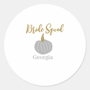 Grey golden pumpkin fall bride squad modern  classic round sticker