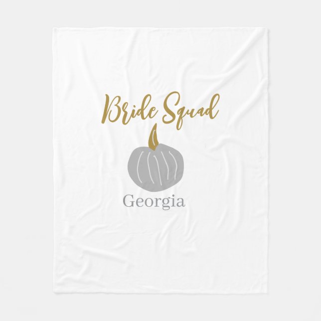 Grey golden pumpkin fall bride squad modern  fleece blanket (Front)