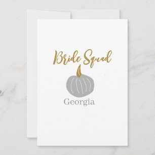 Grey golden pumpkin fall bride squad modern invitation