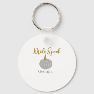 Grey golden pumpkin fall bride squad modern  keychain