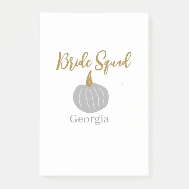 Grey golden pumpkin fall bride squad modern  post-it notes (Front)