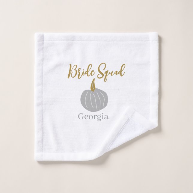 Grey golden pumpkin fall bride squad modern  wash cloth (Wash Cloth)
