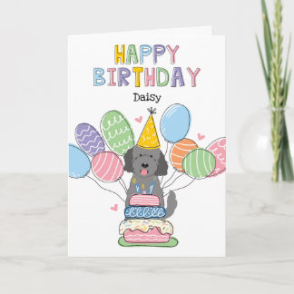 Grey Goldendoodle Chien Bonne Carte d'Anniversaire