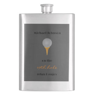 Grey Golf Ball Personalized Bachelor Party Hip Flask