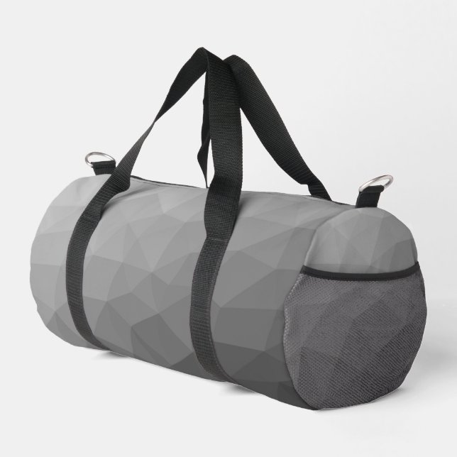 Grey gradient geometric mesh pattern duffle bag (Right Corner)