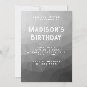 Grey Gradient Geometric Mesh Pattern Invitation