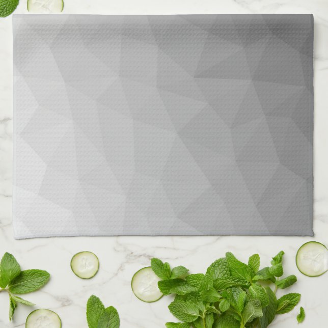 Grey Gradient Geometric Mesh Pattern Kitchen Towel (Folded)