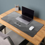 Grey Gradient Geometric Mesh Pattern monogram Desk Mat<br><div class="desc">Monogram Personalize with your custom initial and name. Unique cool desk mat for his office,  room,  work,  man cave,  gaming room.. 
Grey Gradient Geometric Mesh Pattern. Subtle modern design Elegant and cool Triangle geometric mesh with black white grey gradient.</div>